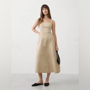 NWOT Vegan Suede Strappy Midi Dress Size 12 In Stone By Banana Republic Factory